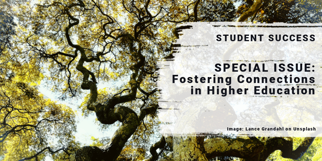 Cover image of tree - title: Fostering Connections in Higher Education.  Image Lance Grandahl